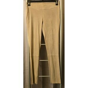 Gunex Tan 100% Soft Suede Leather Skinny Fit Unhemmed Pant‎ Womens Size 6